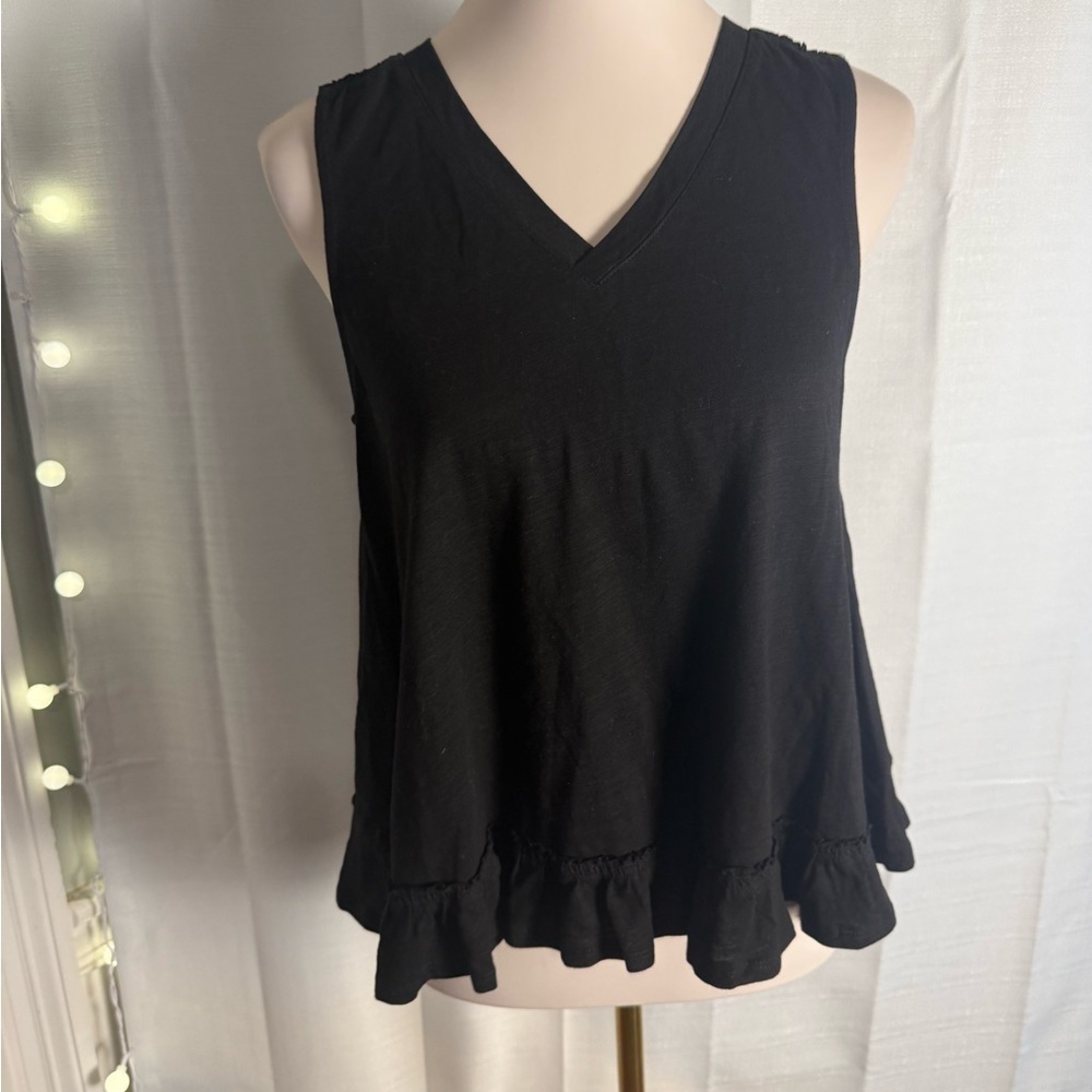 Love Riche Black Asymmetrical Ruffled Tank Top - Picture 2 of 6